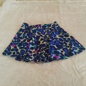 Blue multi color mini skirt